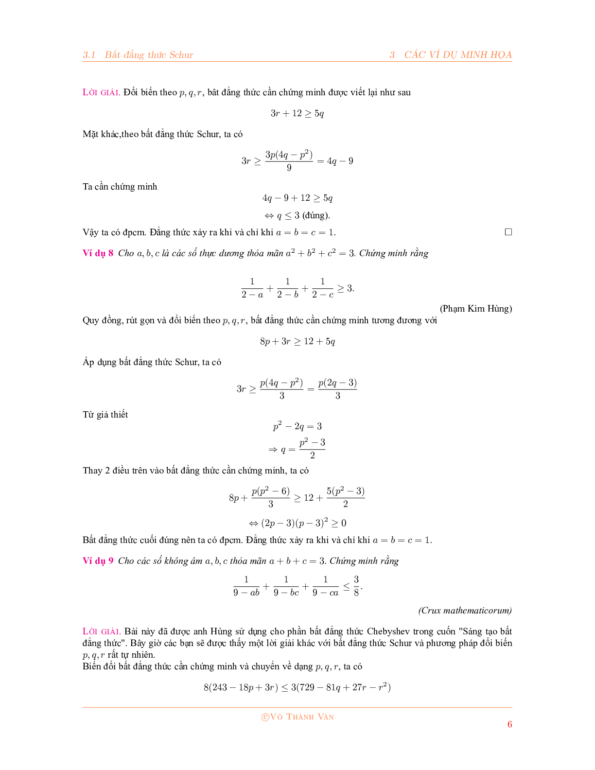 Bất đẳng thức Schur và phương pháp đổi biến P, Q, R 2023 đầy đủ, chi tiết (trang 6)