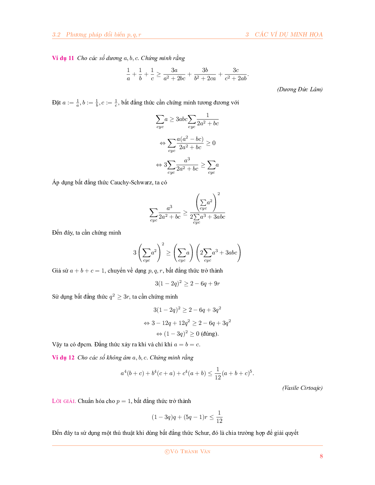 Bất đẳng thức Schur và phương pháp đổi biến P, Q, R 2023 đầy đủ, chi tiết (trang 8)