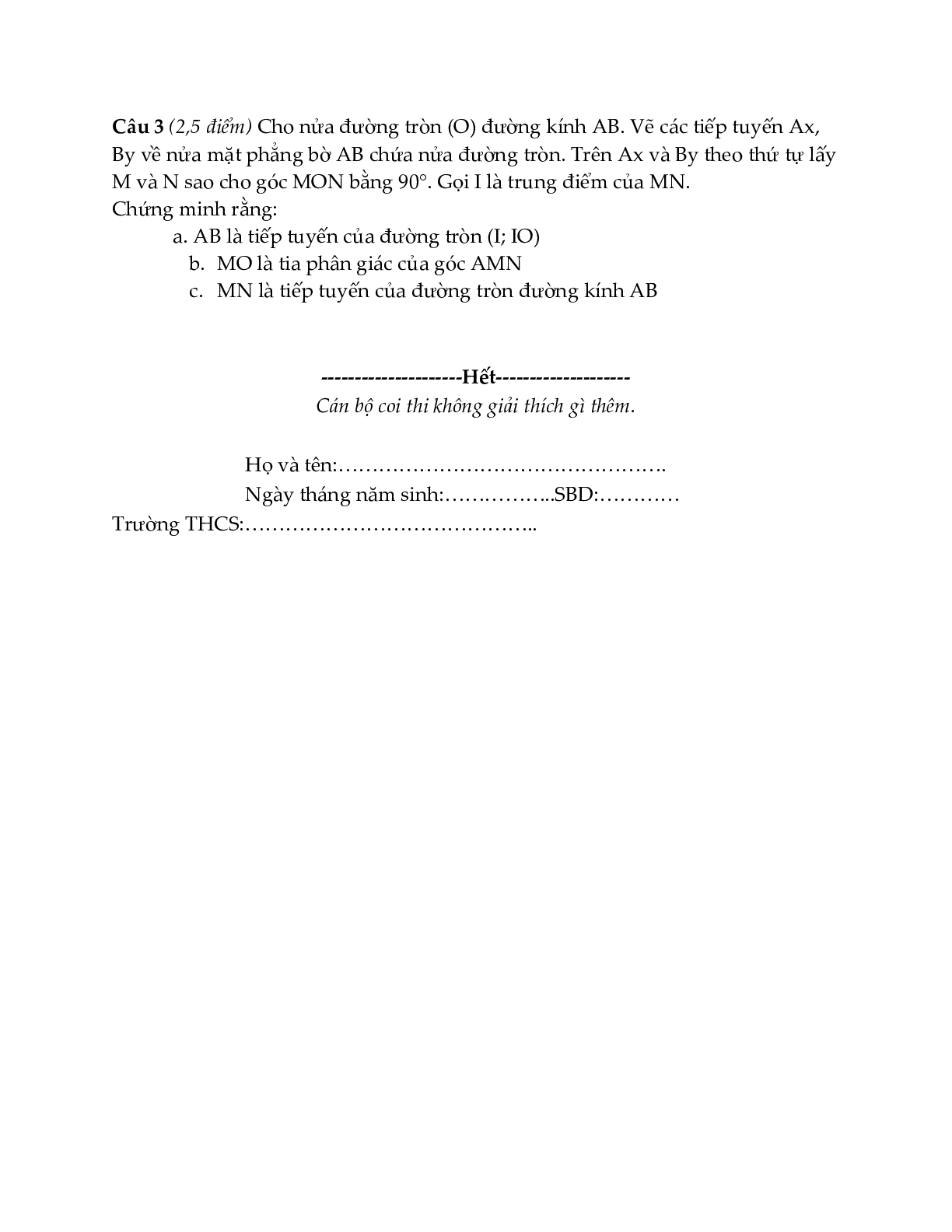 Đề thi học kì 1 môn toán lớp 9 Hà Nội năm 2022 - 2023 (trang 10)