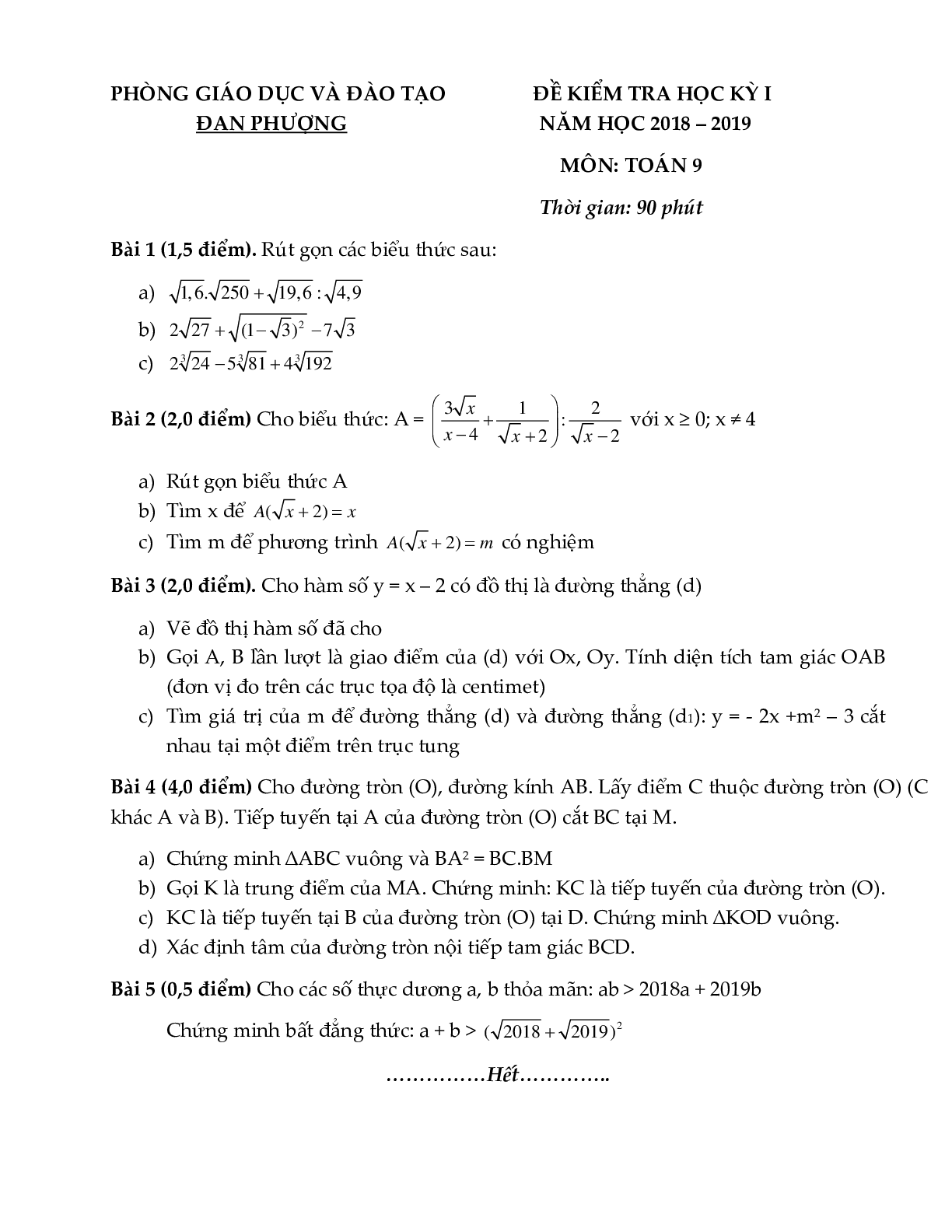 Đề thi học kì 1 môn toán lớp 9 Hà Nội năm 2022 - 2023 (trang 3)
