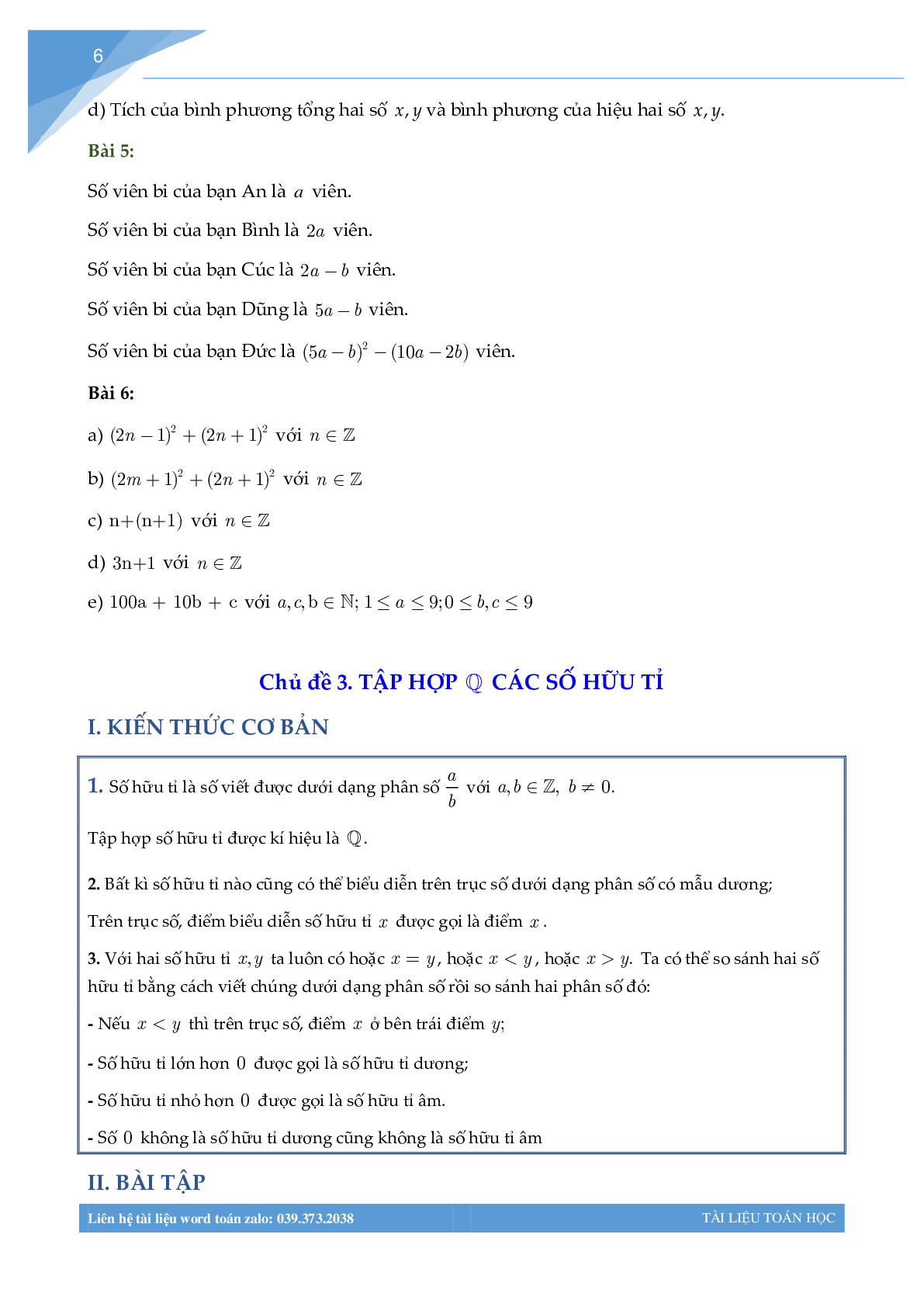 Các chủ đề bồi dưỡng đại số lớp 7 (trang 6)