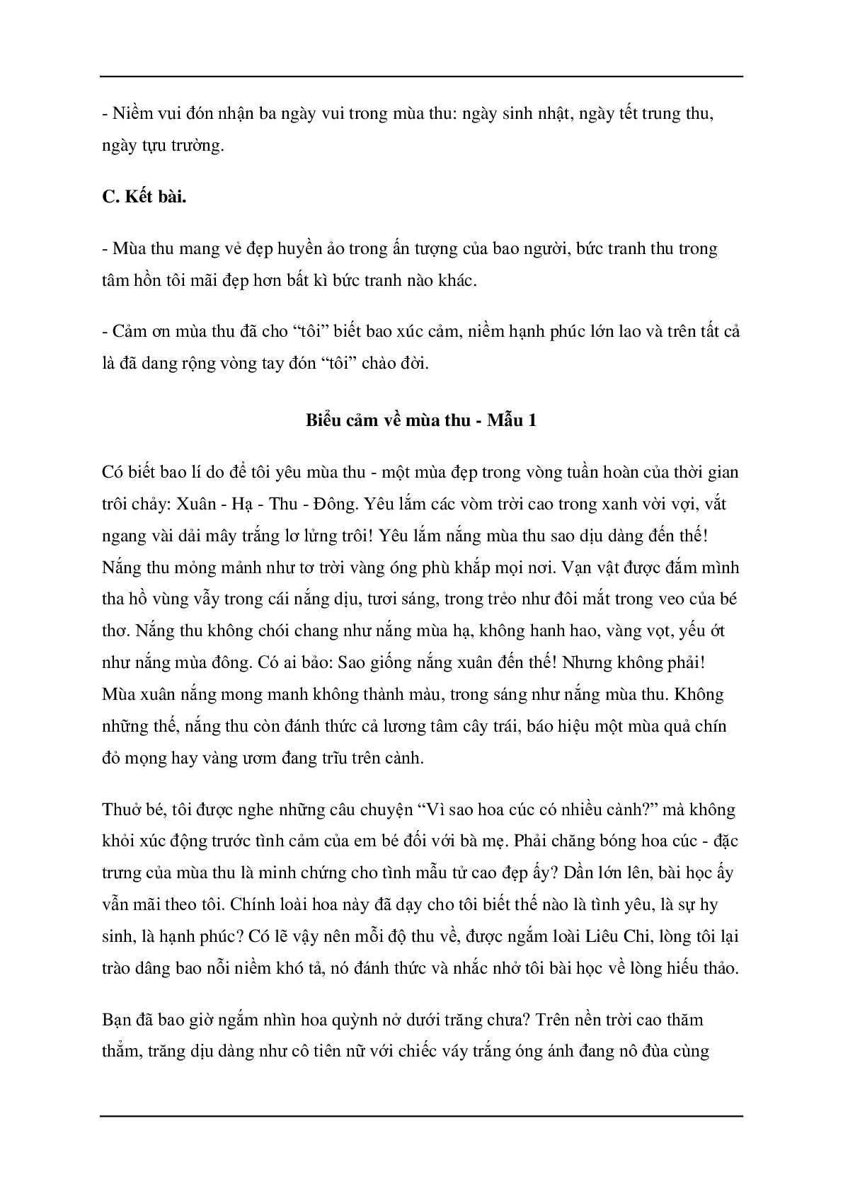 Bài văn mẫu biểu cảm về mùa thu môn Văn lớp 7 ( 12 bài ) (trang 4)