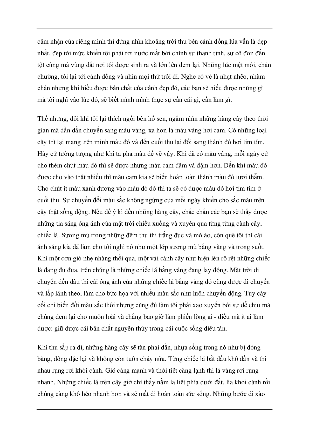 Bài văn mẫu biểu cảm về mùa thu môn Văn lớp 7 ( 12 bài ) (trang 7)