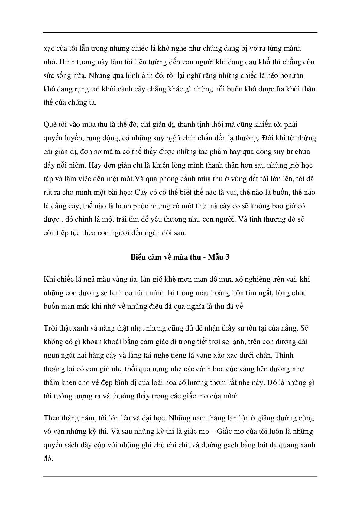 Bài văn mẫu biểu cảm về mùa thu môn Văn lớp 7 ( 12 bài ) (trang 8)