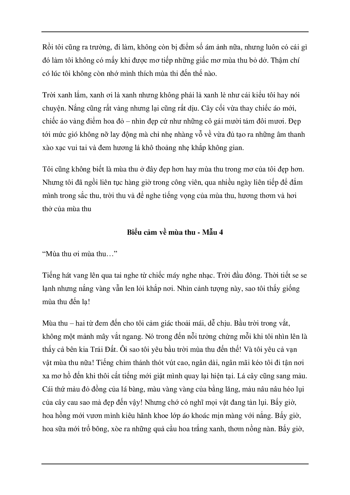 Bài văn mẫu biểu cảm về mùa thu môn Văn lớp 7 ( 12 bài ) (trang 9)