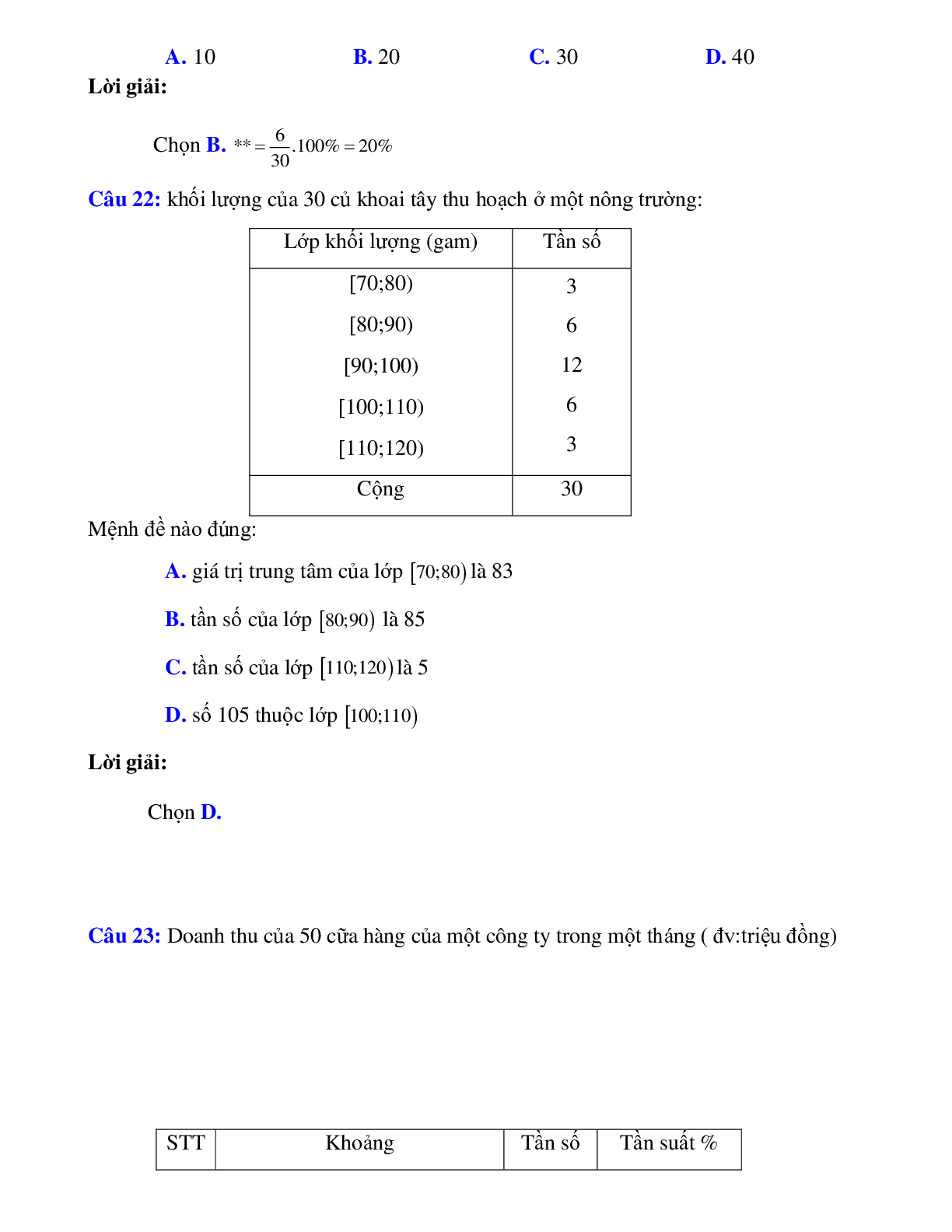 Bài tập tự luyện Xác định mẫu số liệu có đáp án (trang 10)