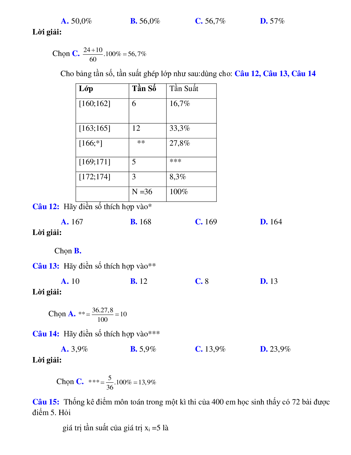 Bài tập tự luyện Xác định mẫu số liệu có đáp án (trang 7)