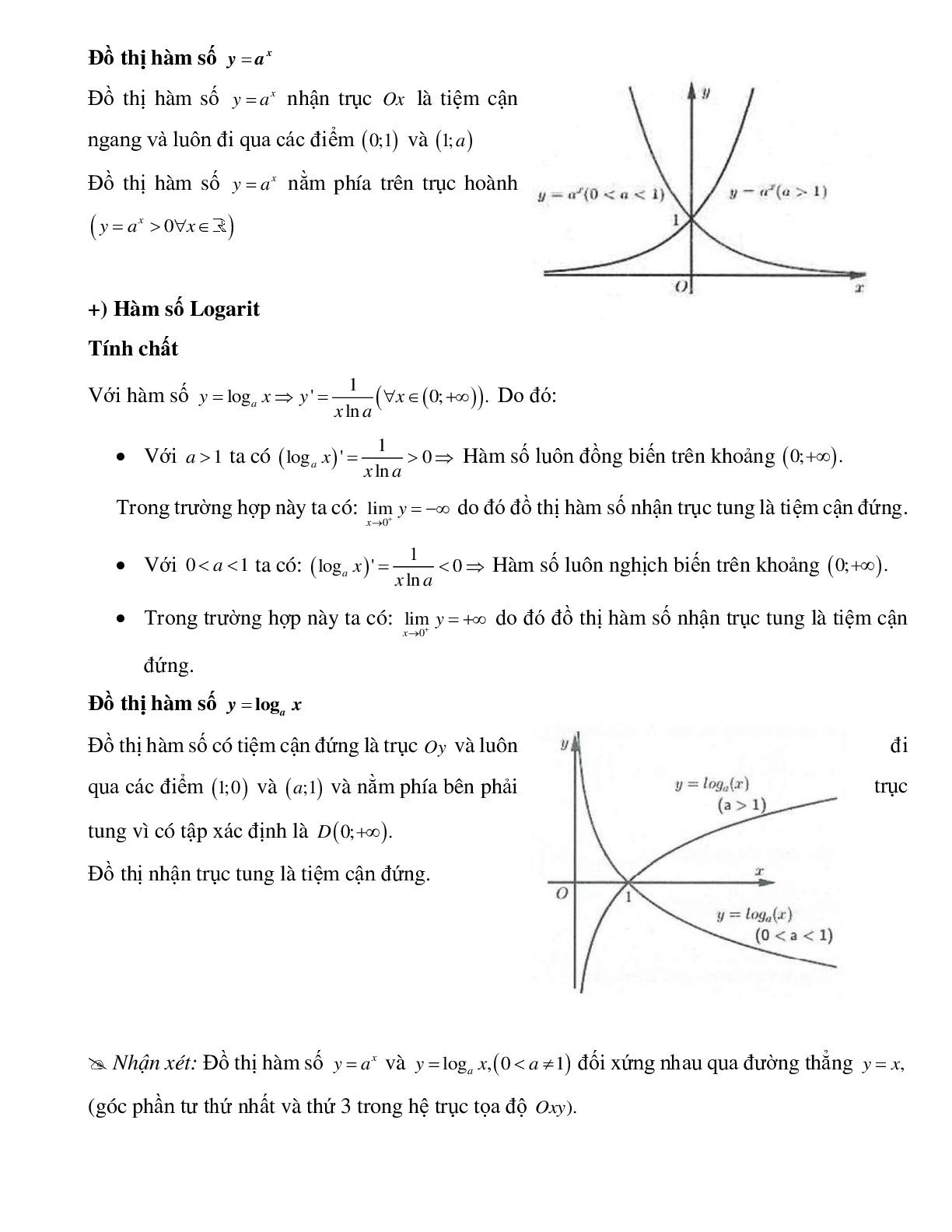 Bài tập về Đồ thị hàm lũy thừa, hàm số mũ, hàm số logarit chọn lọc (trang 2)