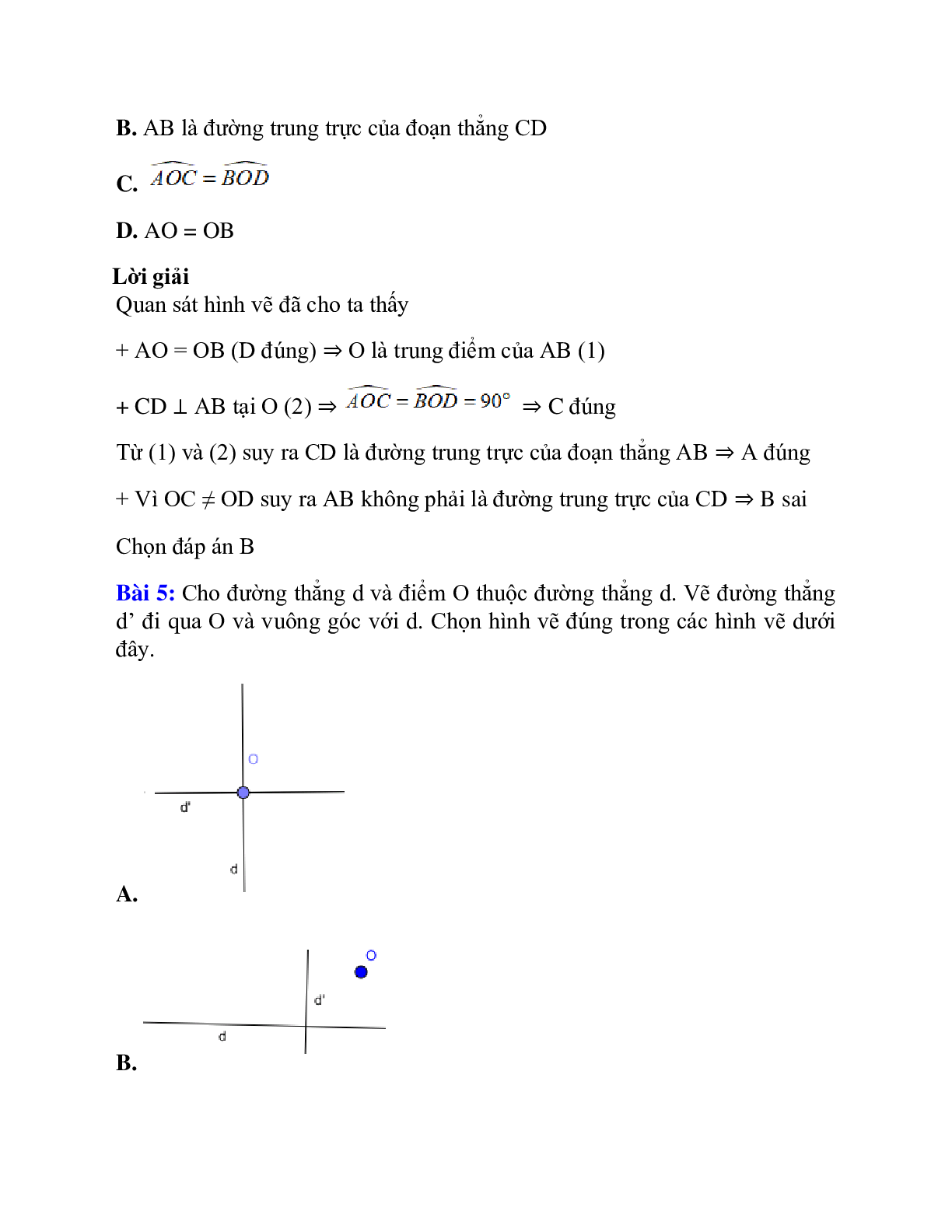 Trắc nghiệm Hai đường thẳng vuông góc có đáp án – Toán lớp 7 (trang 4)