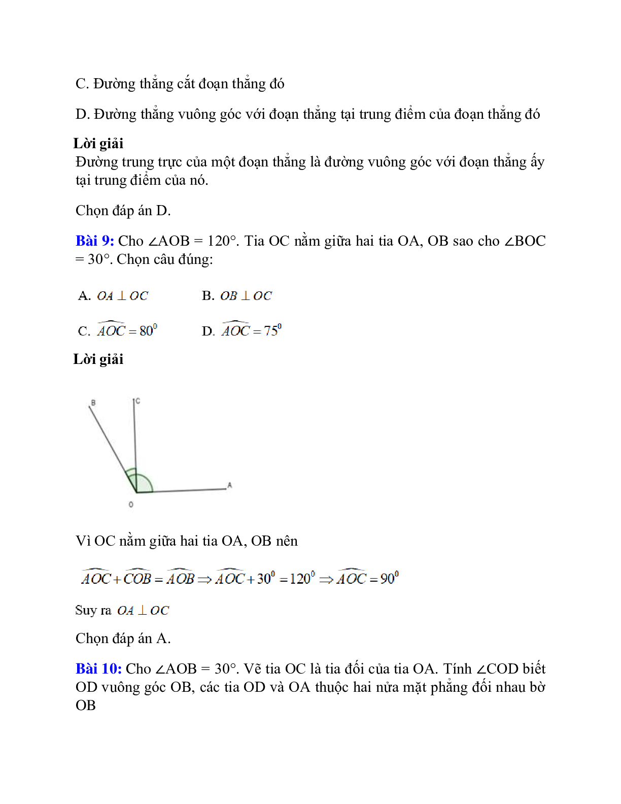 Trắc nghiệm Hai đường thẳng vuông góc có đáp án – Toán lớp 7 (trang 7)
