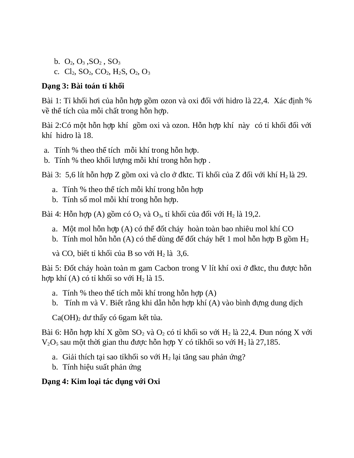 Bài tập về Oxi- lưu huỳnh cơ bản, nâng cao (trang 2)