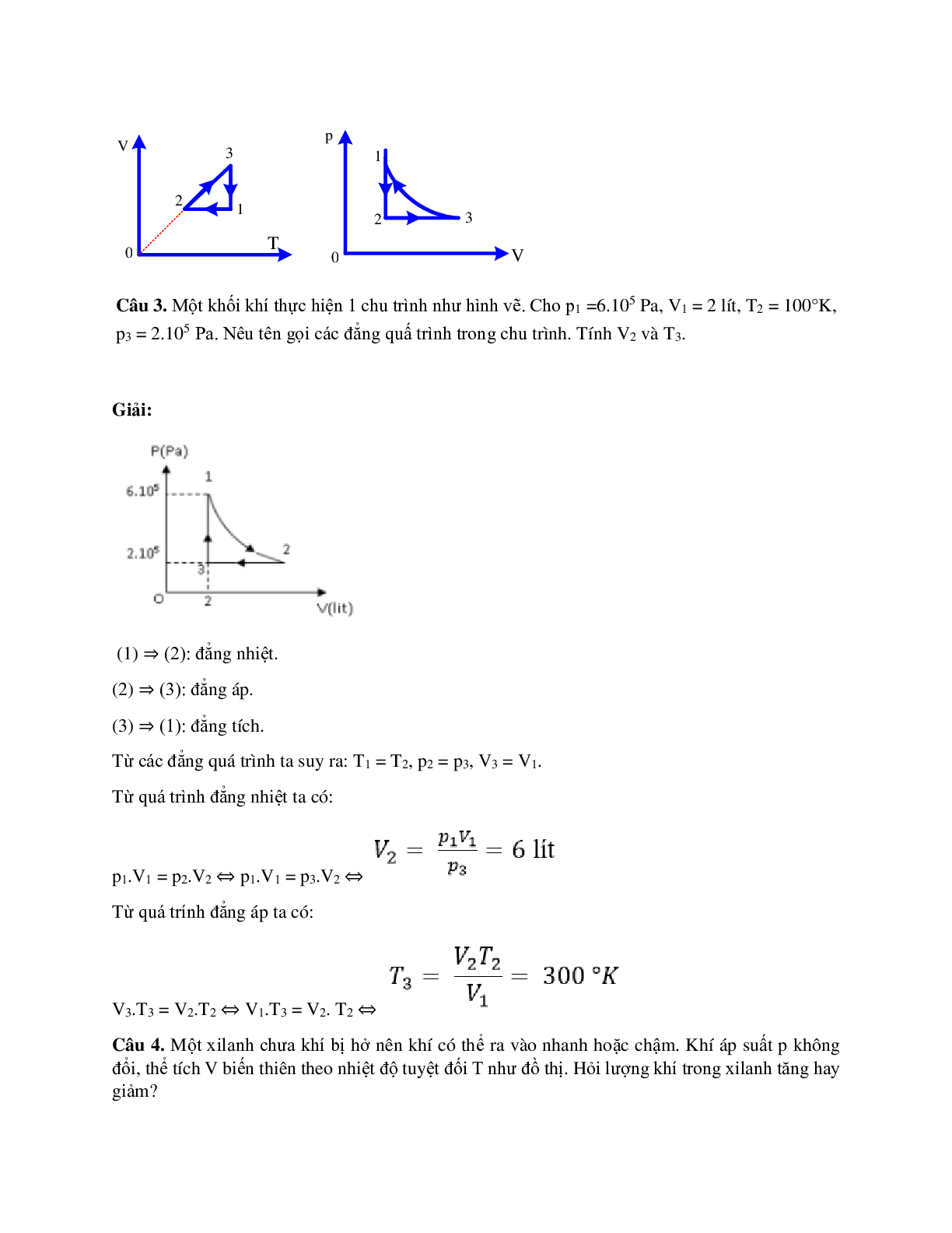 Bài tập về đồ thị trạng thái khí lí tưởng có lời giải (trang 4)