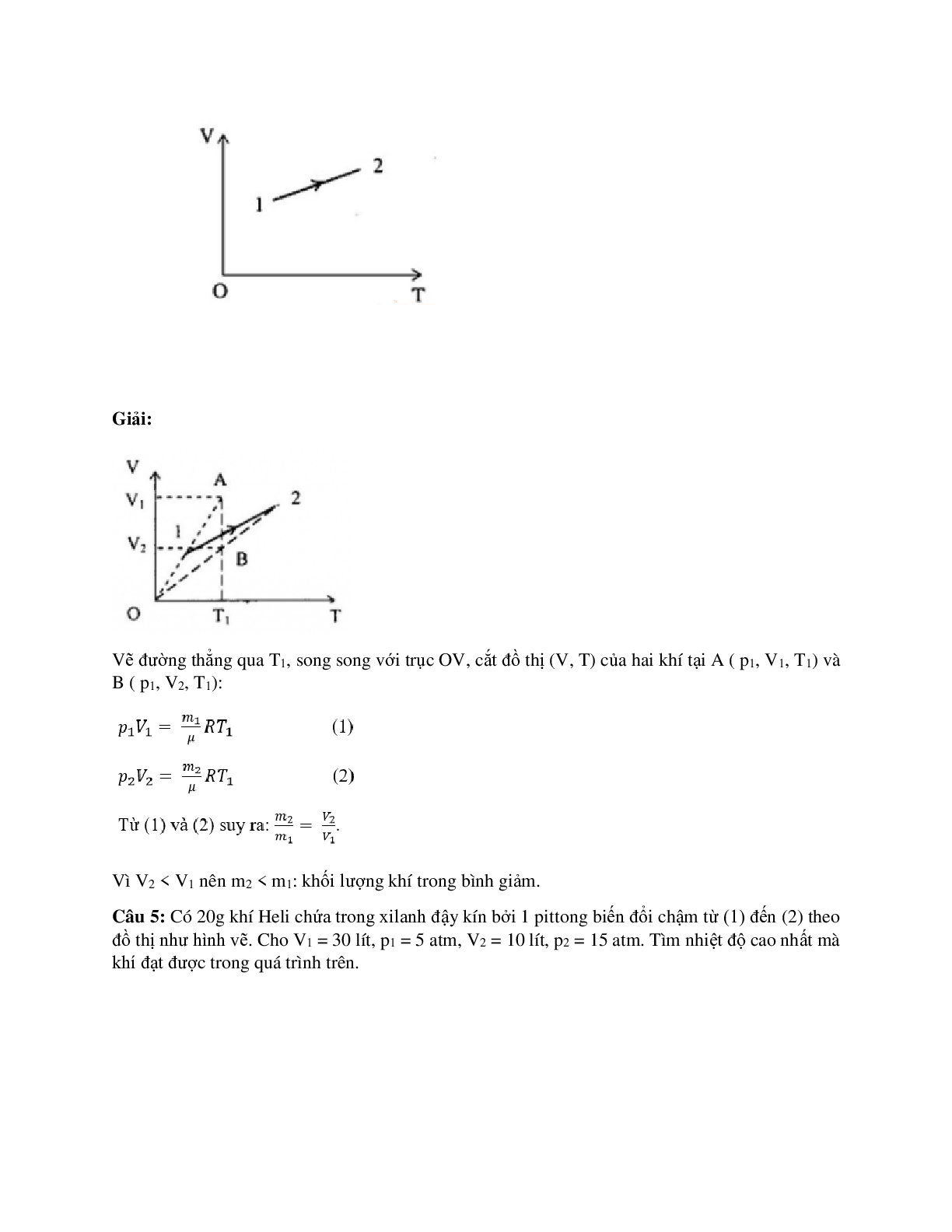 Bài tập về đồ thị trạng thái khí lí tưởng có lời giải (trang 5)