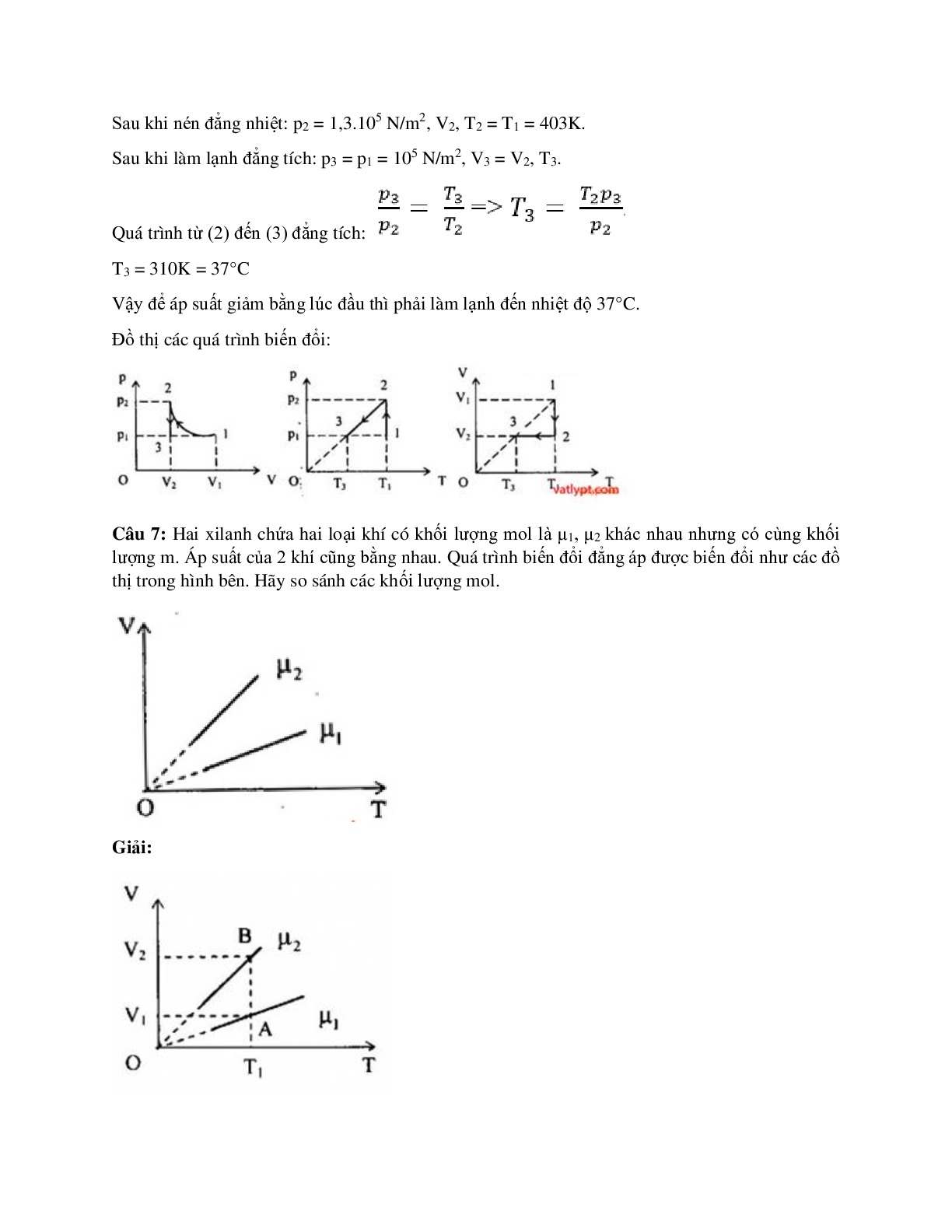 Bài tập về đồ thị trạng thái khí lí tưởng có lời giải (trang 7)
