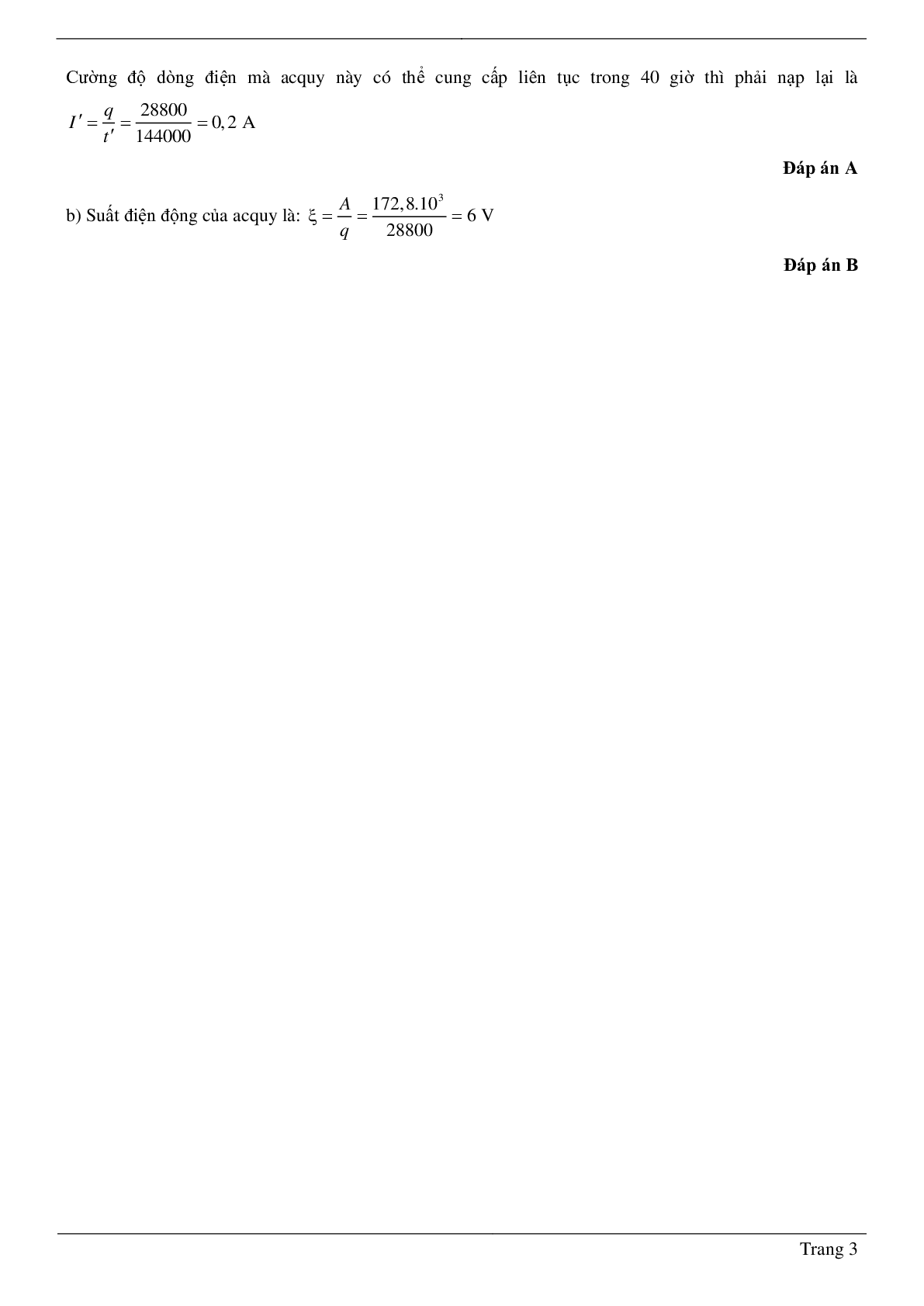 Dạng bài tập Đại cương về dòng điện không đổi – nguồn điện có đáp án môn Vật Lý lớp 11 (trang 3)
