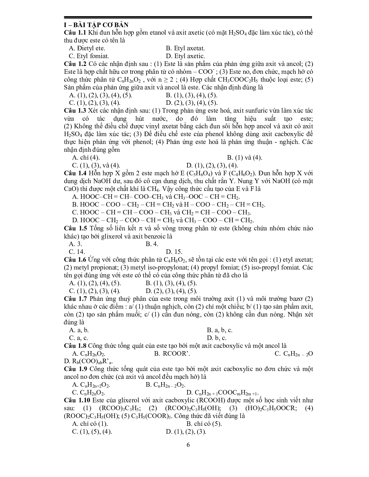 Tổng hợp toàn bộ kiến thức Hóa học lớp 12 (trang 6)