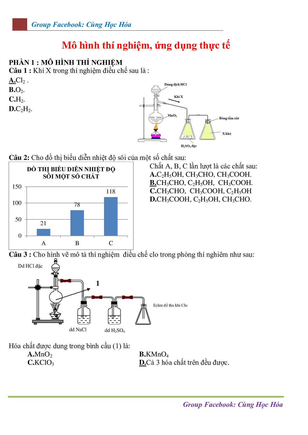 Chuyên đề Mô hình thí nghiệm - ứng dụng thực tế môn Hóa học ôn thi THPTQG (trang 1)