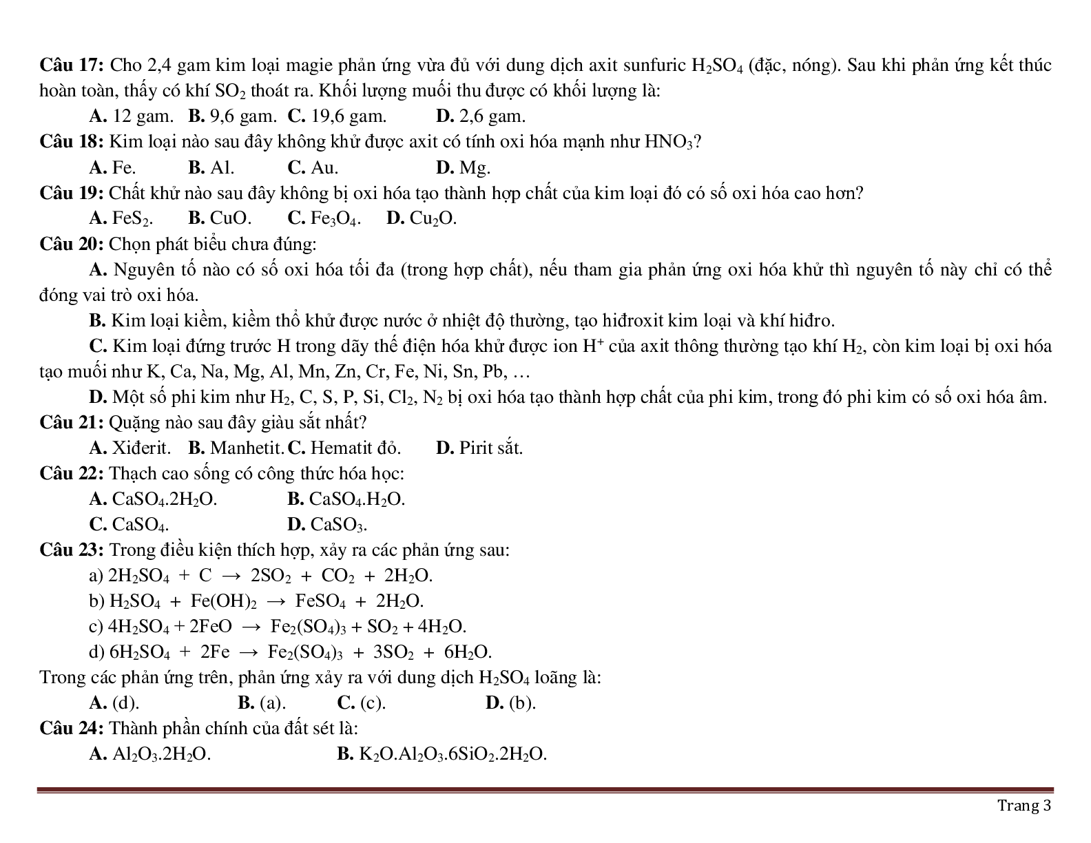 200 câu trắc nghiệm chương 4: Oxi- Không khí môn Hóa lớp 8 có đáp án 2023 (trang 3)