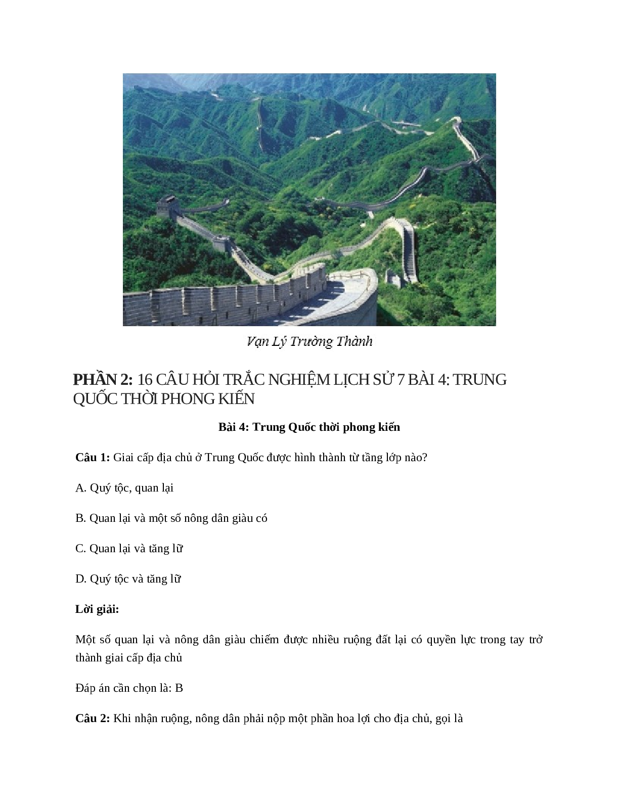 Lịch Sử 7 Bài 4 (Lý thuyết và trắc nghiệm): Trung Quốc thời phong kiến (trang 8)