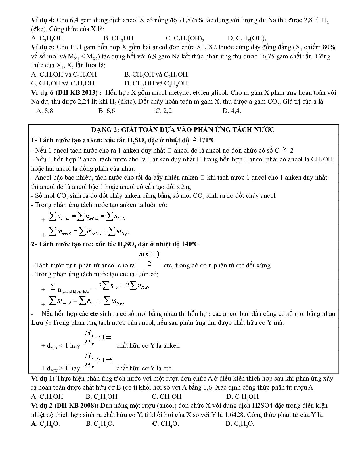 Lý thuyết, bài tập về dẫn xuất halogen-ancol-phenol có đáp án, chọn lọc (trang 7)