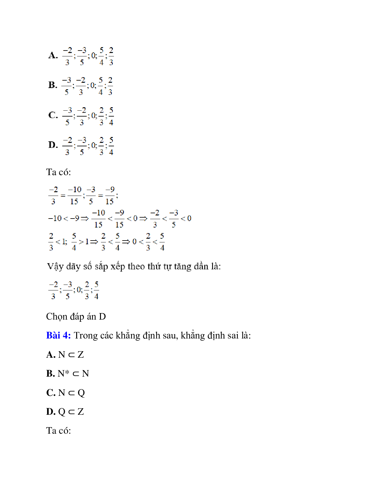 Trắc nghiệm Tập hợp Q các số hữu tỉ có đáp án 2023 - Toán lớp 7 (trang 3)