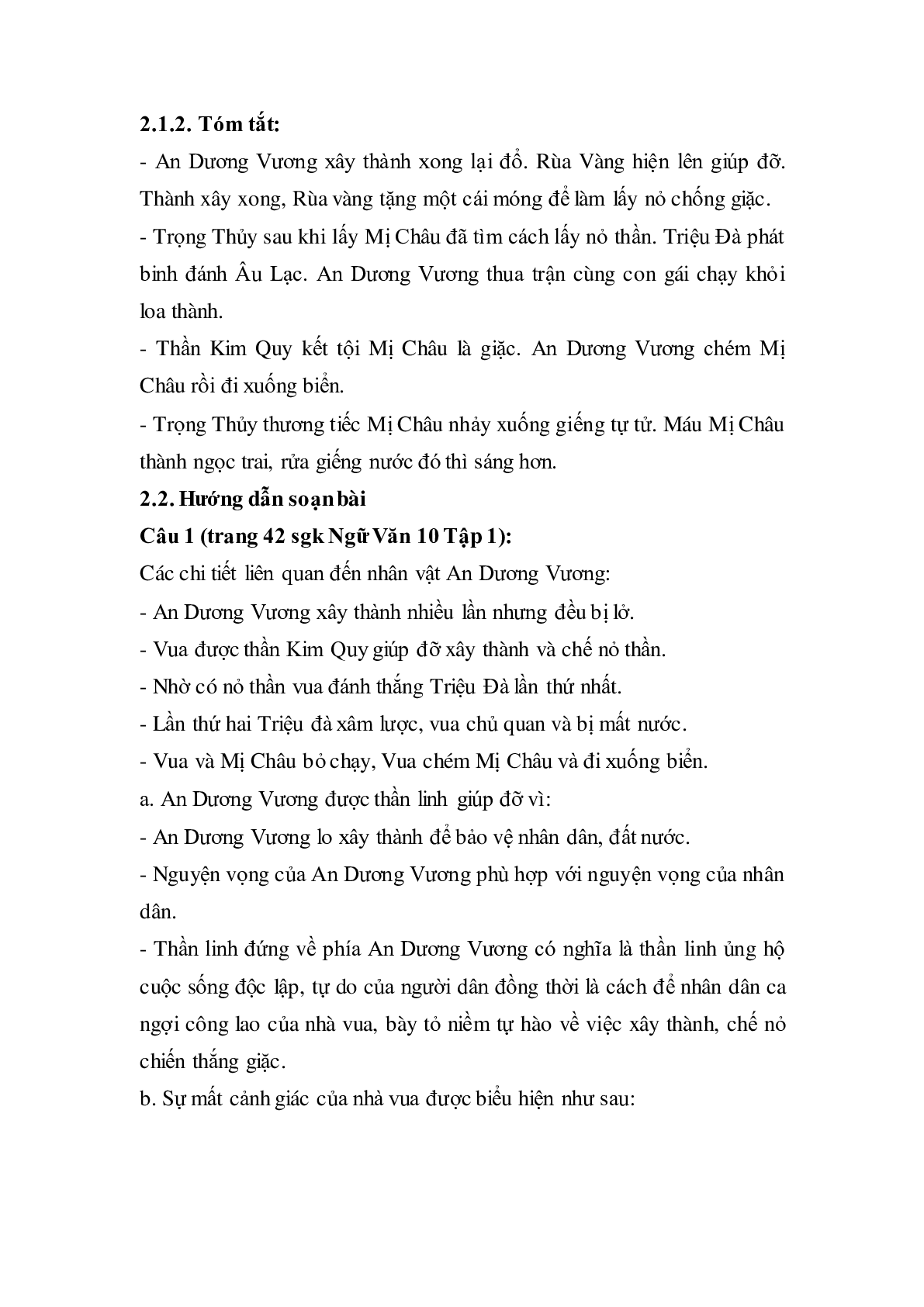 Soạn bài Truyện An Dương Vương và Mị Châu - Trọng Thủy - ngắn nhất Soạn văn 10 (trang 6)