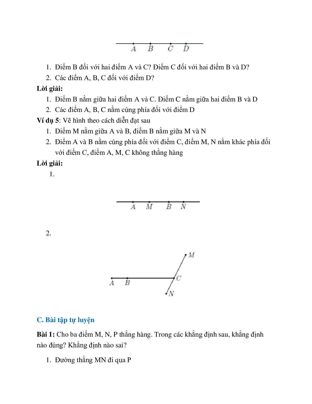 Lý thuyết và bài tập tự luyện Ba điểm thẳng hàng hình học lớp 6 chọn lọc (trang 4)