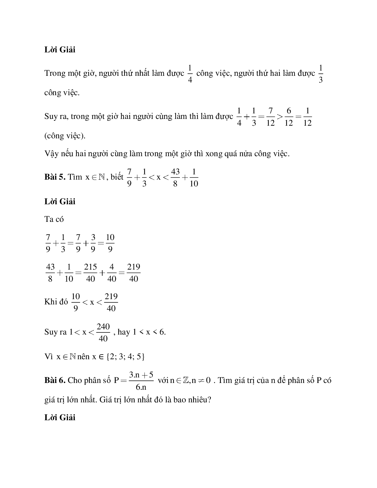 Tuyển tập những bài tập hay nhất về phép cộng phân số có lời giải (trang 8)