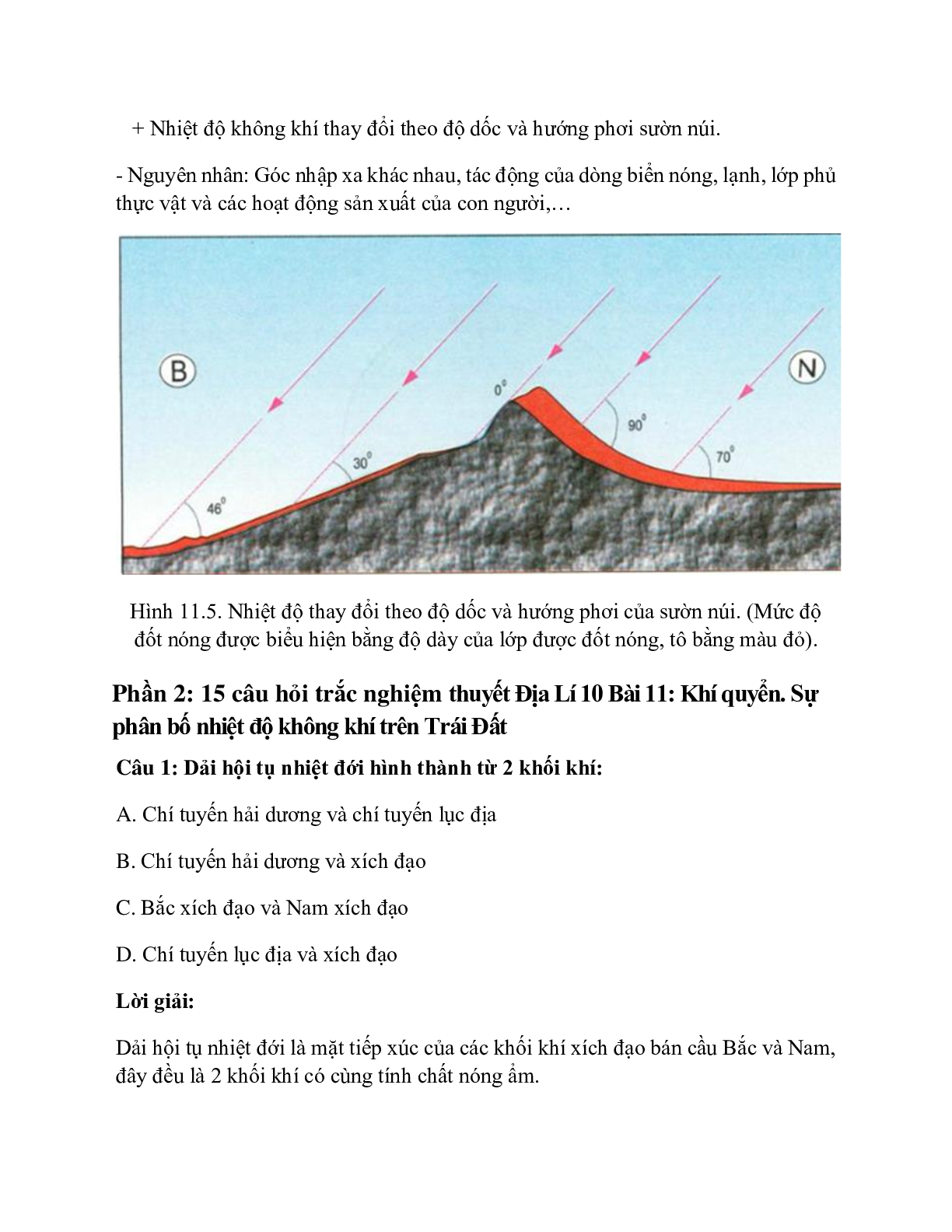 Địa Lí 10 Bài 11 (Lý thuyết và trắc nghiệm): Khí quyển. Sự phân bố nhiệt độ không khí trên Trái Đất (trang 6)