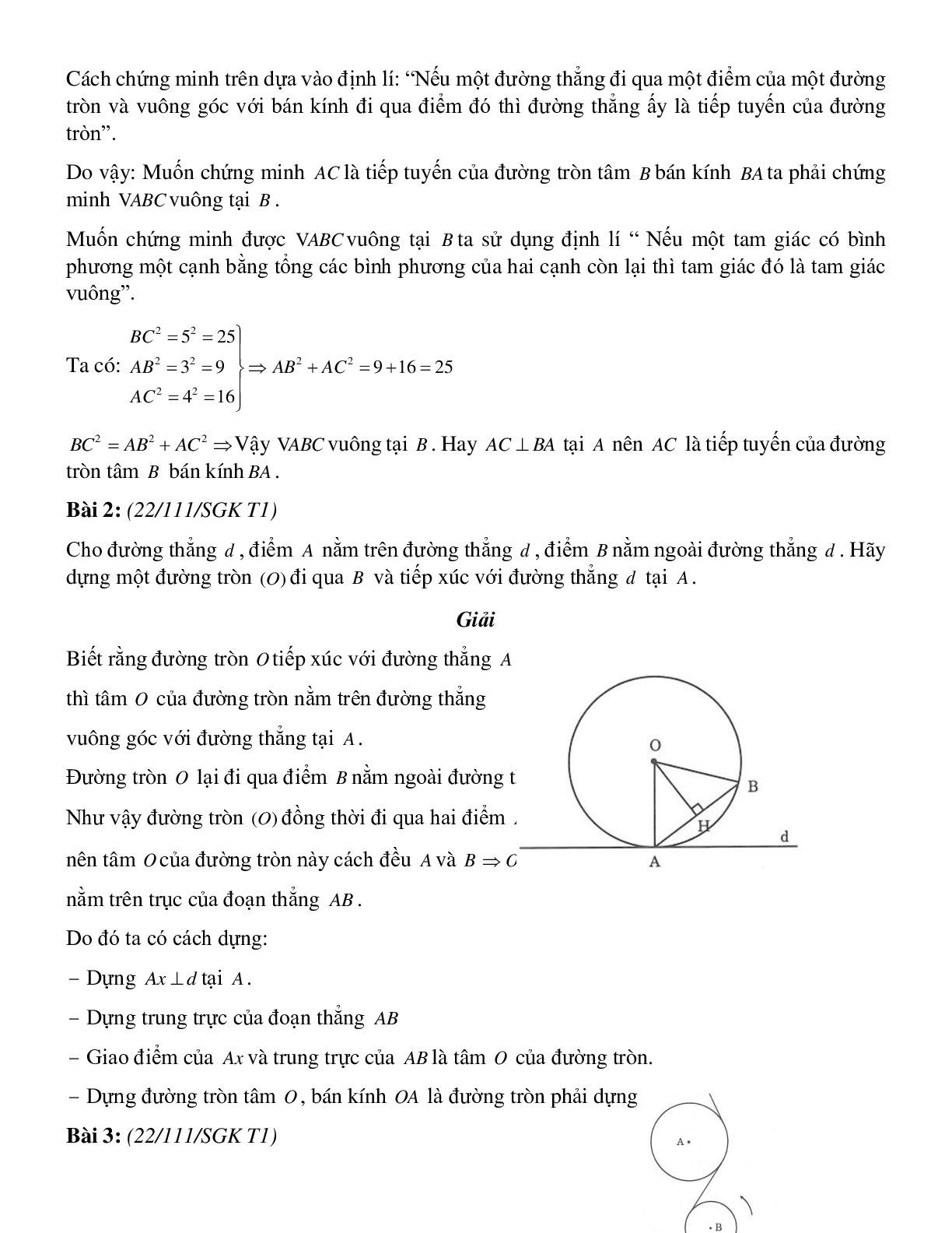 Bài tập Dấu hiệu tiếp tuyến của đường tròn (có đáp án)- Toán 9 (trang 2)
