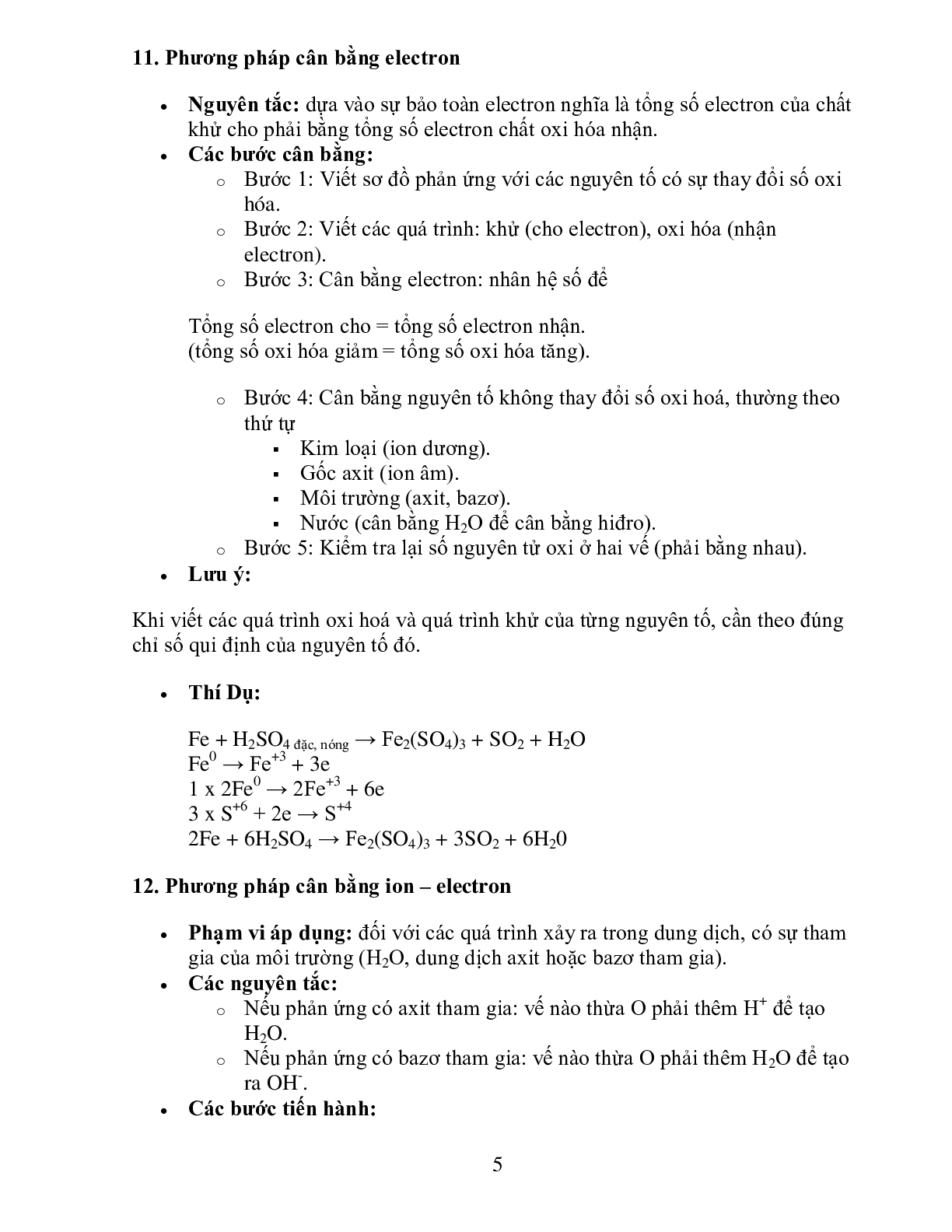 12 Cách cân bằng phương trình hóa học lớp 12 (trang 5)