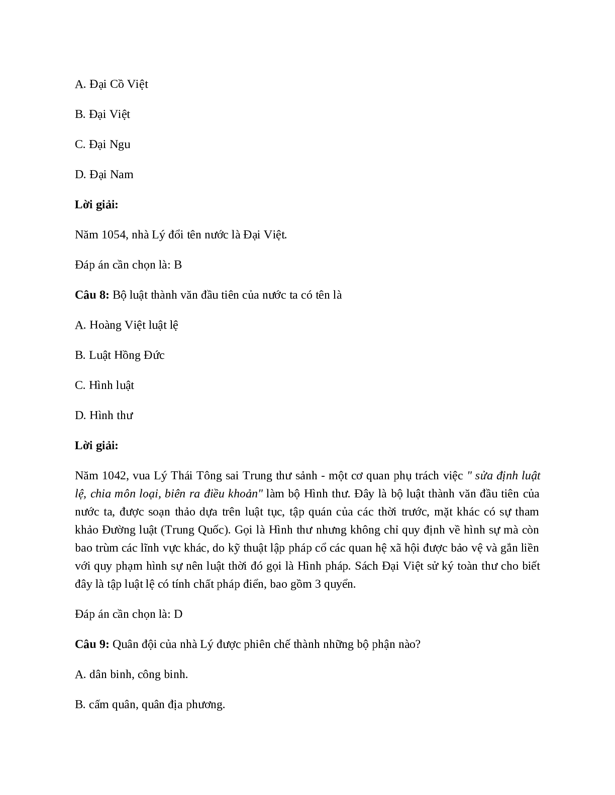 Lịch Sử 7 Bài 10 (Lý thuyết và trắc nghiệm): Nhà Lý đẩy mạnh công cuộc xây dựng đất nước (trang 8)