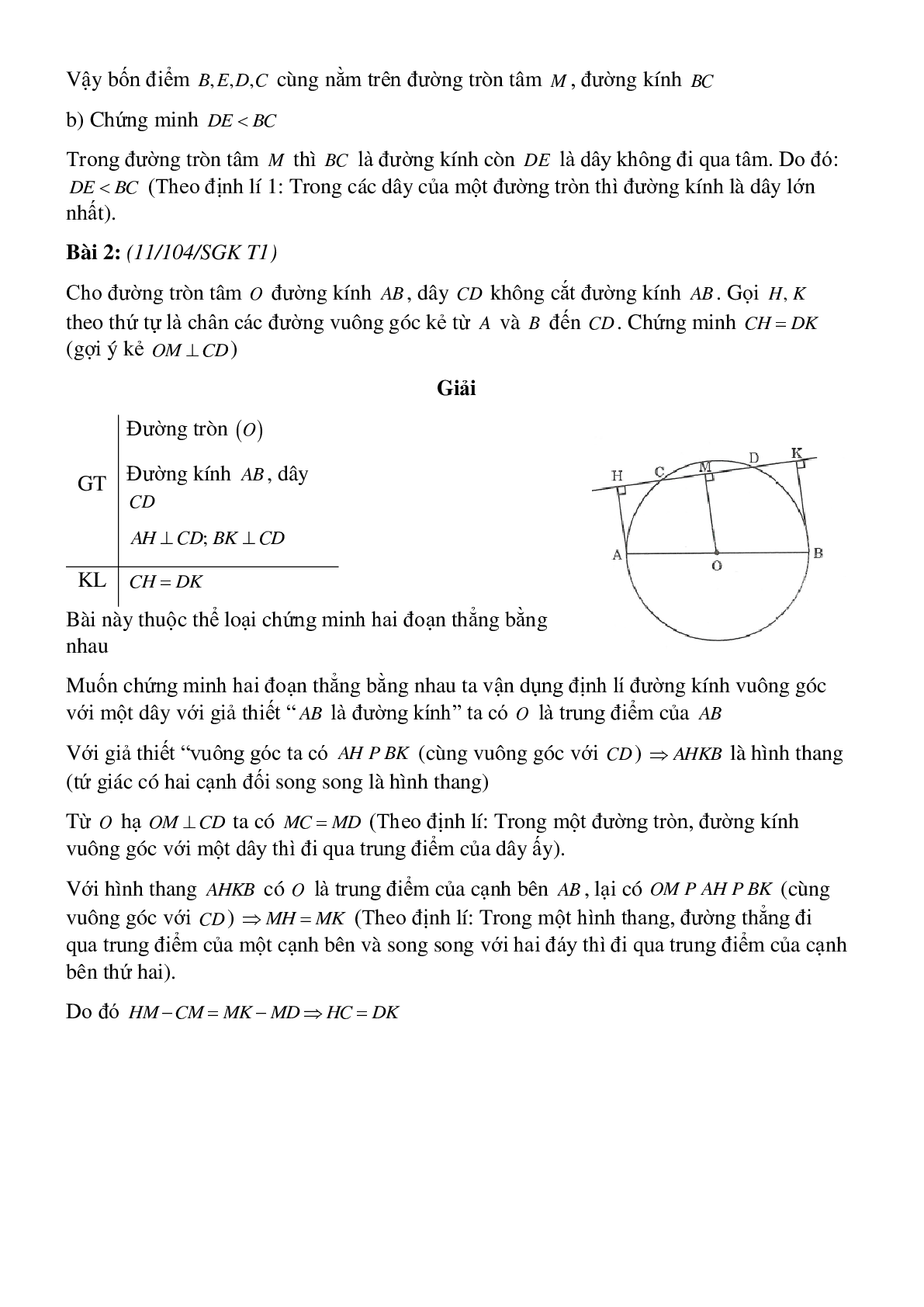 50 Bài tập Đường kính và dây của đường tròn (có đáp án)- Toán 9 (trang 2)