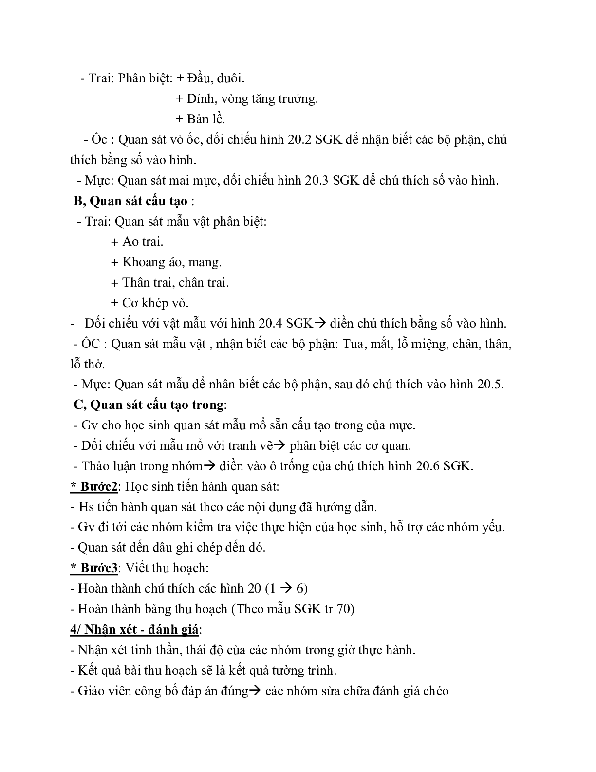 Giáo án Sinh học 7 Bài 20: Thực hành Quan sát một số thân mềm mới nhất - CV5512 (trang 2)