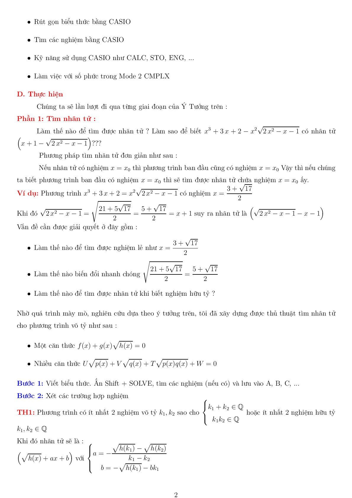 Phương pháp U V T W phân tích nhân tử phương trình vô tỷ (trang 2)