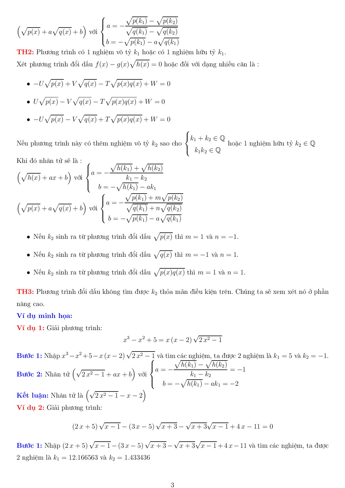 Phương pháp U V T W phân tích nhân tử phương trình vô tỷ (trang 3)