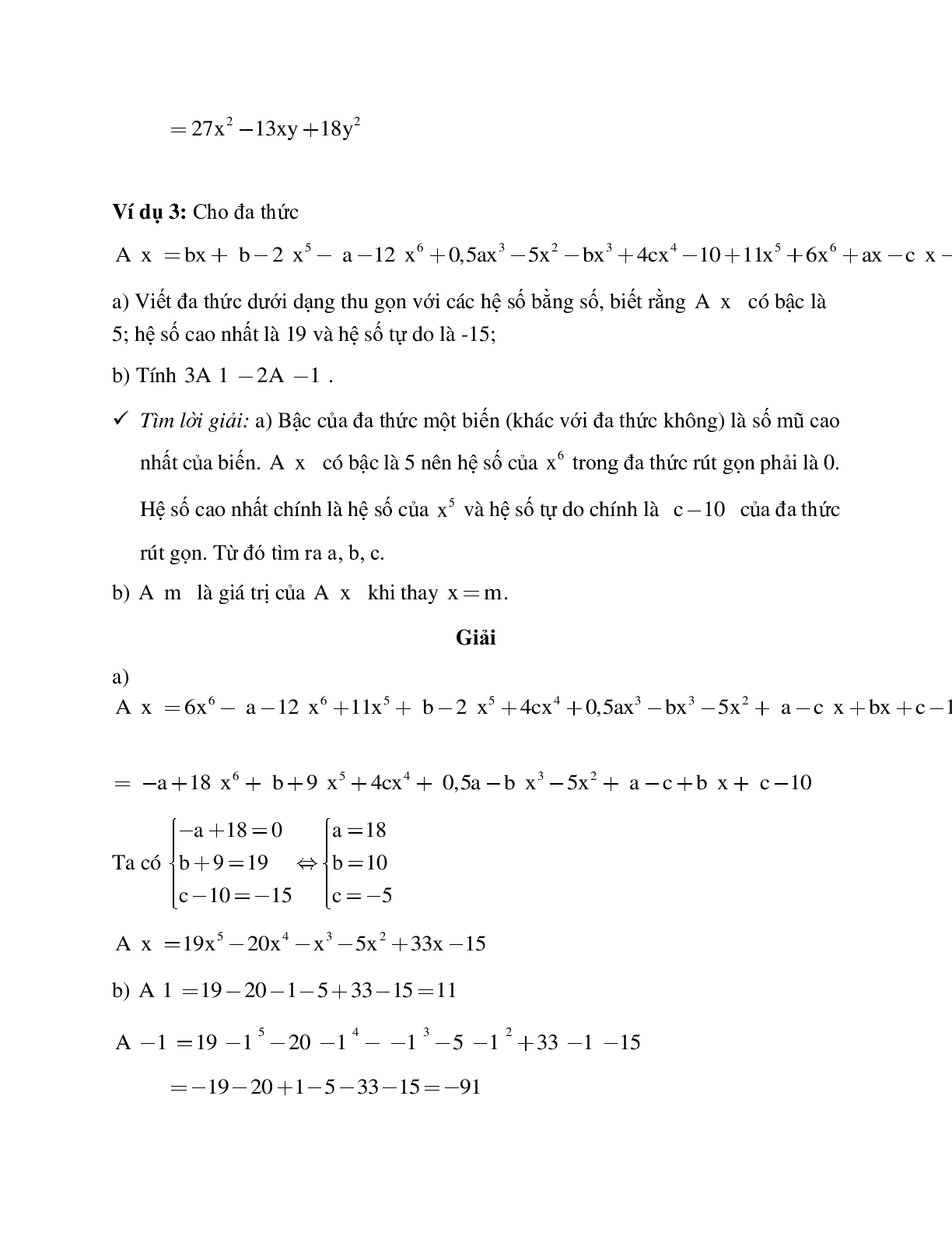Lý thuyết và bài tập Đa thức - Đa thức một biến - Cộng trừ đa thức một biến - Nghiệm của đa thức một biến có lời giải (trang 4)
