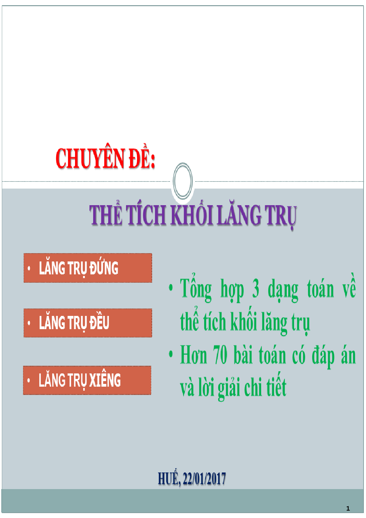 Chuyên đề thể tích khối lăng trụ (trang 1)