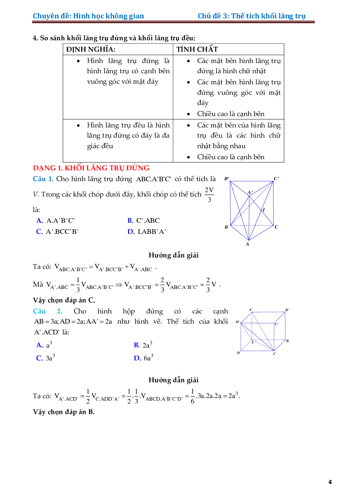 Chuyên đề thể tích khối lăng trụ (trang 4)