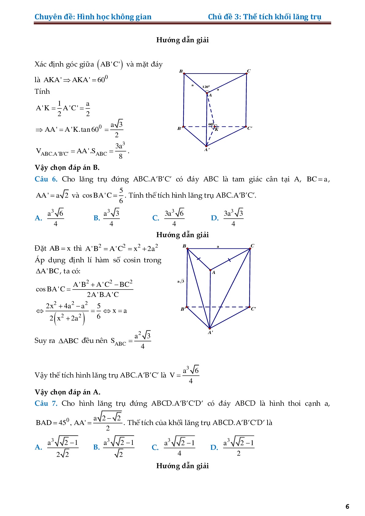 Chuyên đề thể tích khối lăng trụ (trang 6)