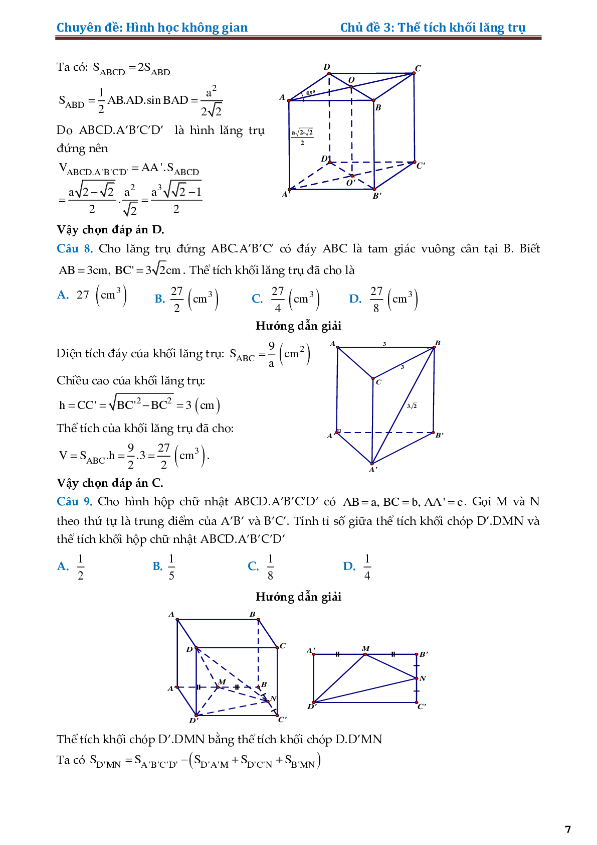 Chuyên đề thể tích khối lăng trụ (trang 7)
