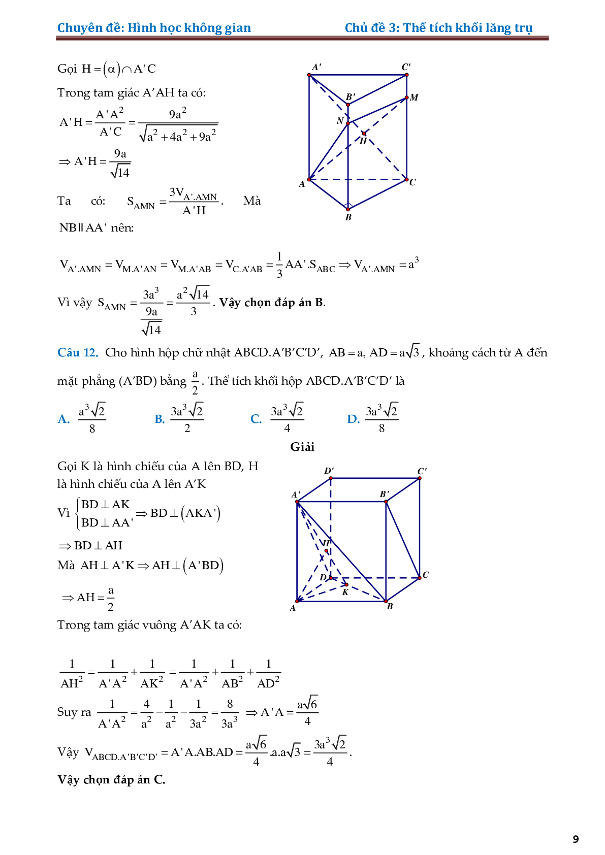 Chuyên đề thể tích khối lăng trụ (trang 9)
