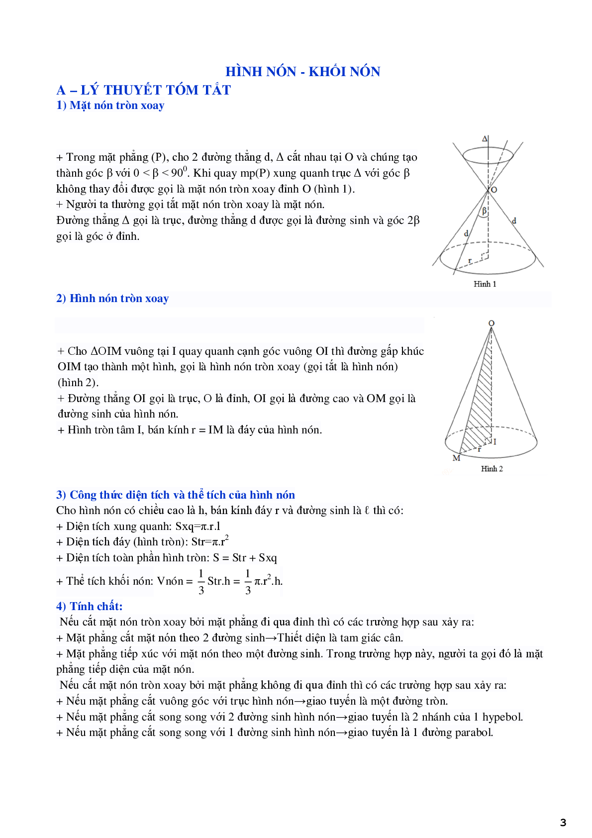 Lý thuyết và bài tập về mặt tròn xoay - mặt nón trụ cầu - có đáp án chi tiết (trang 3)