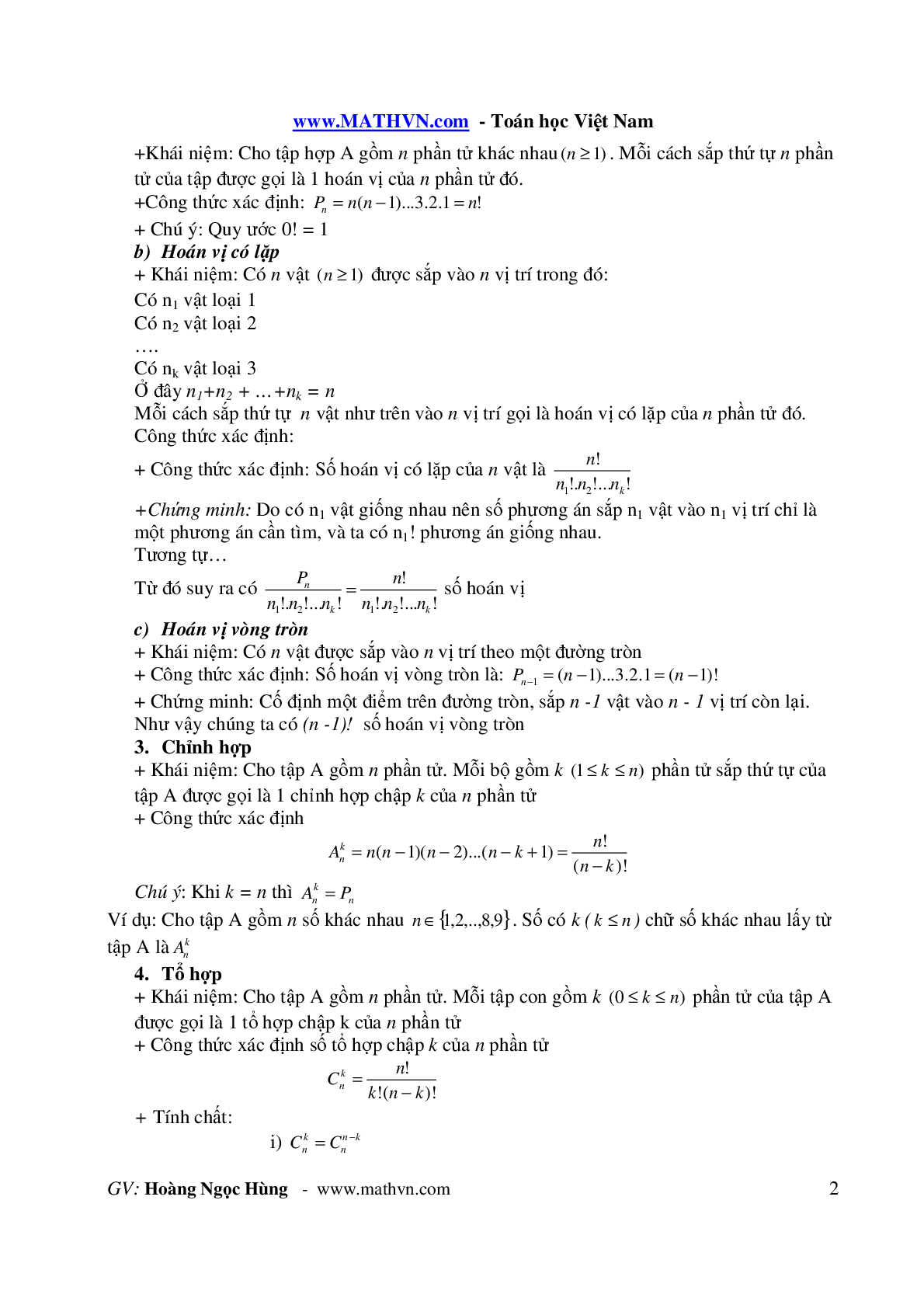 Bài toán đếm đại số tổ hợp môn Toán lớp 11 hay, chọn lọc (trang 2)