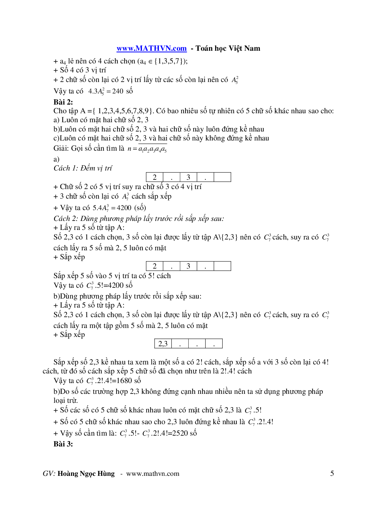 Bài toán đếm đại số tổ hợp môn Toán lớp 11 hay, chọn lọc (trang 5)