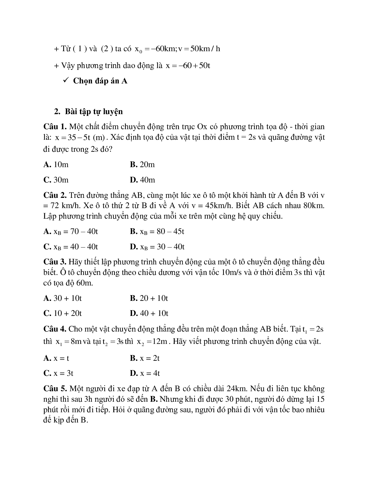 Phương pháp giải và bài tập về Bài toán về phương trình chuyển động của vật (trang 3)
