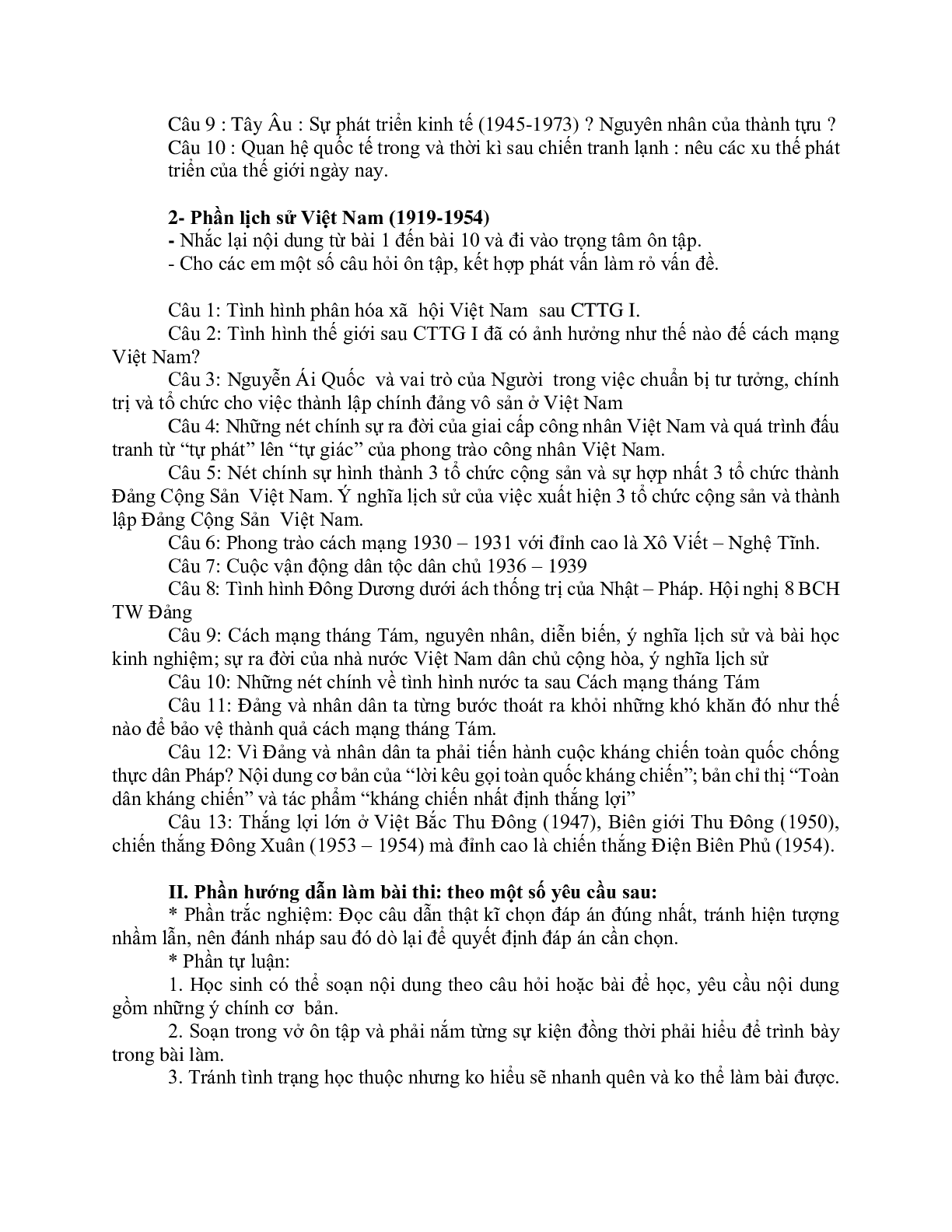 Giáo án Lịch sử 12 Ôn tập học kì 1 mới nhất (trang 2)