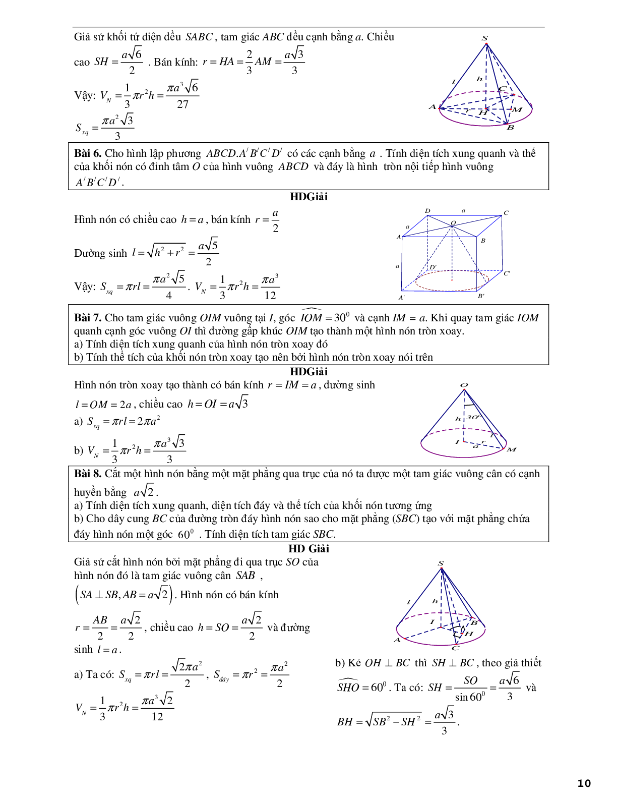 Phương pháp giải về mặt nón - mặt trụ - mặt cầu 2023 (lý thuyết và bài tập) (trang 10)