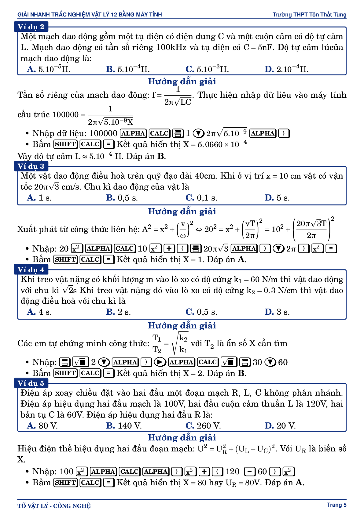 Giải nhanh một số bài toán Vật lý 12 bằng máy tính Casio Fx 570ES_VN - Vinacal (trang 5)