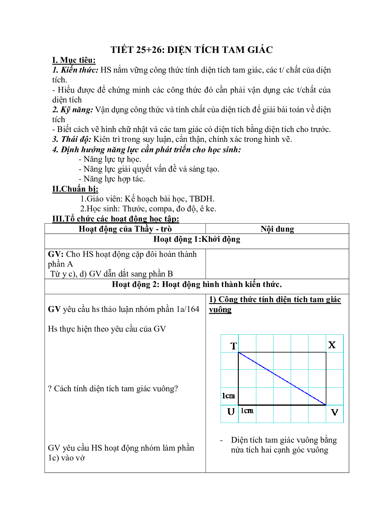 Giáo án Diện tích tam giác (2023) - Toán 8 (trang 1)
